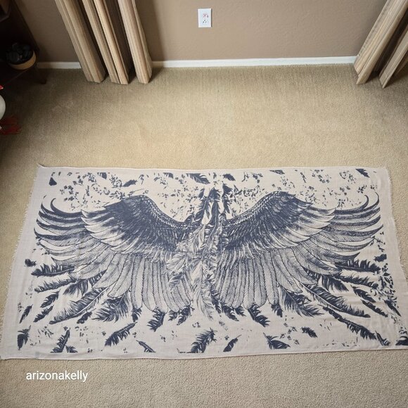 Cotton Scarf Angel Wings Bird Feathers - Picture 4 of 8
